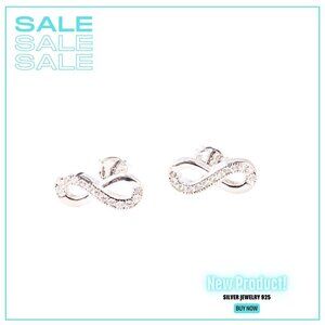 Classic Infinity CZ Stud Earrings in Rhodium Plated Sterling Silver